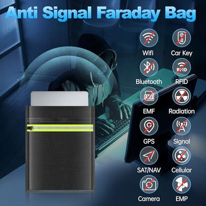 Large Faraday Bags EMP Proof,Portable Faraday Cage for Laptops Tablets,Faraday Bags with Handle&Reflective Strip,EMP bags for Electronics,Fireproof Waterproof RFID Signal Blocker Faraday Pouch - size: 1 Pack XL(Up to Laptop)