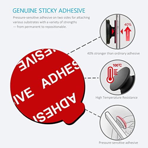 PKYAA 12 Pack Sticky Adhesive Compatible with Socket Base, Double-Sided Replacement Tape for Collapsible Grip & Stand Back - 12pcs 1.4 inches(35mm) Adhesive Tapes