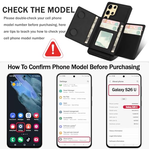 for Samsung Galaxy S26 Ultra Wallet Case, 2-in-1 Detachable Magnetic Wallet Case, Card Holder RFID Blocking, Fashionable Faux Leather Card Slot & Folding Design (Black) - color: Black, size: Samsung Galaxy S26 Ultra