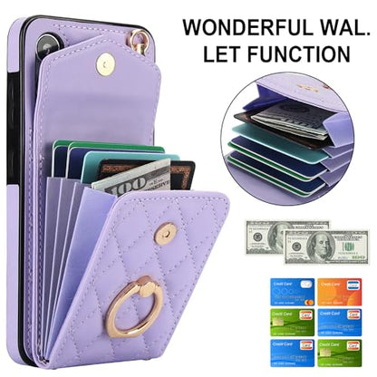 Asuwish Phone Case for Samsung Galaxy S24 5G Wallet Cover with Tempered Glass Screen Protector and Crossbody Wrist Strap Ring Stand RFID Blocking Credit Card Holder Cell S 24 24S G5 Women Girls Purple - color: Purple