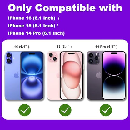 2 Pack Matte Privacy Screen Protector for iPhone 16/15/14 Pro 6.1",Anti-Glare Anti-Fingerprint,No Dazzling Anti-Spy,Smooth Responsive Touch Glass Film,Installation Frame - size: for iPhone 14 Pro / 16 / 15
