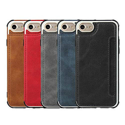 iCoverCase Compatible with iPhone SE(2022)/SE(2020)/7/8/6/6s Wallet Case with Card Slots Holder and Wrist Strap Premium PU Leather Kickstand Magnetic Clasp Shockproof Flip Cover Case (Blue) - color: Blue
