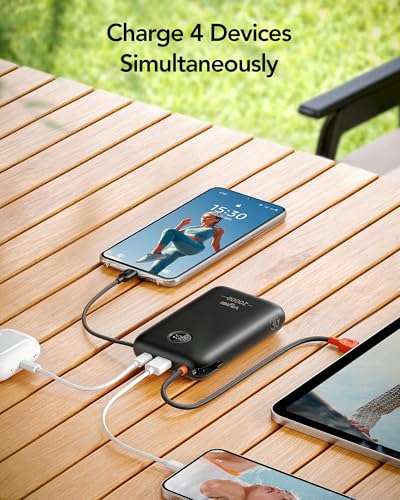 VIYISI Portable Charger 20000mAh 30W Fast Charging with Built-in Cables - color: Black
