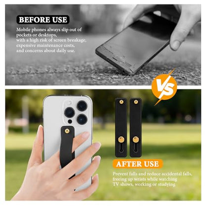 2-Pack White Silicone Phone Strap with Kickstand - Versatile Grip & Holder for Most Phones and Cases (Black * 2) - color: Black * 2