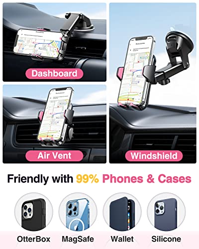 VANMASS【85+LBS Strongest Suction & Military-Grade Ultimate Car Phone Mount - color: Light Pink