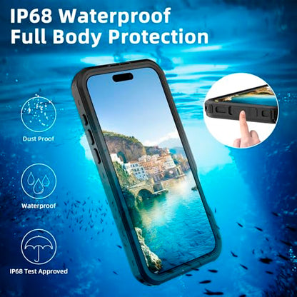 Waterproof Clear Case for iPhone16 Plus, IP68 Magnetic DropProof, BlackSide - size: iPhone 16 Plus 6.7 inch