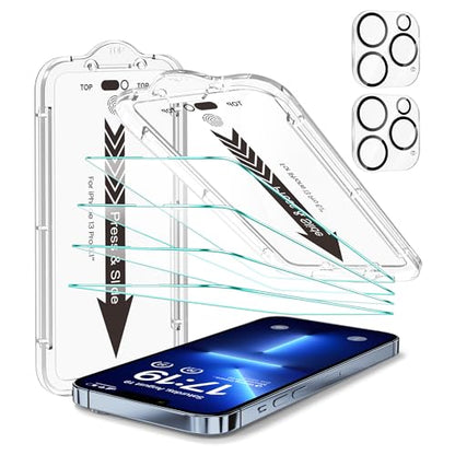 EZ-GLAZ-4+2 Pack for iPhone 13 Pro Screen Protector (6.1") HD Clear - size: iPhone 13 Pro