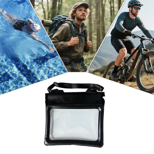 Waterproof Phone Pouch Bag Touchscreen Dry Bag For Swimming | PVC, 23×22cm, adjustable strap, waterproof touchscreen design for swimming, beach, kayaking and rafting. - color: Black