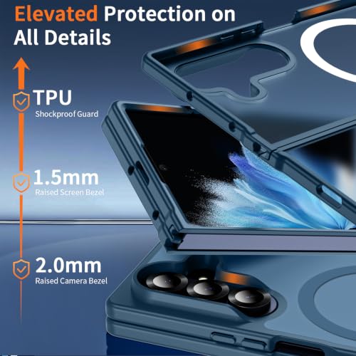Hensinple for Samsung Galaxy Z Fold 8 Ultra Case,Z Fold8 Ultra| Z Fold 7 Case [Compatible with MagSafe] Translucent Matte Military Grade Protection Shockproof Rugged Magnetic Phone Cover(Blue) - color: Z Fold 8 Ultra-Blue, size: Galaxy Z Fold 8 Ultra| Z F