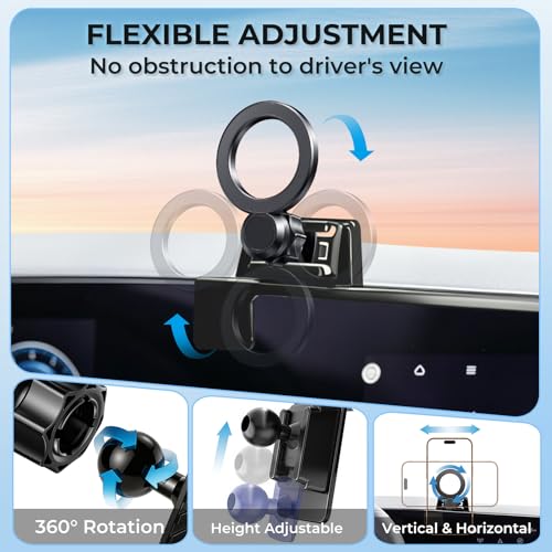 Car Phone Holder for KIA NIRO/EV/Hybrid 2026 2025 2024 2023 (Only for 8/10.25-Inch Screen) 360° Rotation Magnetic Cell Phone Mount, Compatible with Magsafe, Does Not Affect Air Vent - size: Fit for 2023-2026 Niro/EV/Hybrid, 8/10.25-Inch