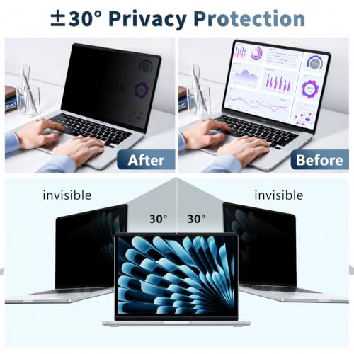 STARY Magnetic Privacy Screen for MacBook Air 15 Inch (2023‑2026, M2‑M5) - size: MacBook Air 15" 2023-2026