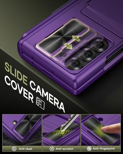 for Samsung Galaxy Z Fold 6 Case with Card Holder, Dark Purple - color: Dark Purple-P