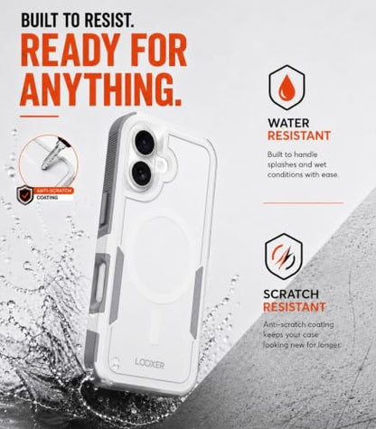 LOOXER® Heavy Duty Rugged Magnetic Case for iPhone 17 (6.3”) | Military Grade Shockproof Protection,MagSafe Compatible+ Tempered Glass Included (White, 17) - color: White, size: 17