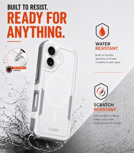 LOOXER® Heavy Duty Rugged Magnetic Case for iPhone 17 (6.3”) | Military Grade Shockproof Protection,MagSafe Compatible+ Tempered Glass Included (White, 17) - color: White, size: 17