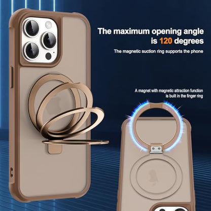 SKYLMW Compatible with iPhone 13 Pro Case with Stand,Desert Brown | iPhone 13 Pro Phone Case 6.1",Magnetic Ring Stand,Compatible with MagSafe,Military-Grade Protection,Great Grip Feeling - color: Desert Brown, size: Iphone 13 Pro
