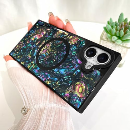 AIGOMARA Magnetic Rectangle for iPhone 16 Plus Case, Abalone Shell - color: Abalone, size: iPhone 16 Plus