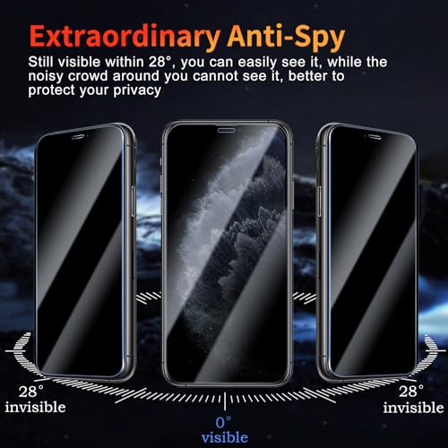 Privacy Screen Protector for iPhone 11 Pro/X/Xs 5.8 Inch 3 Pack, Tempered Glass Film Anti-spy Scratch Resistant 9H Hardness Case Friendly - size: iPhone 11 Pro/X/Xs