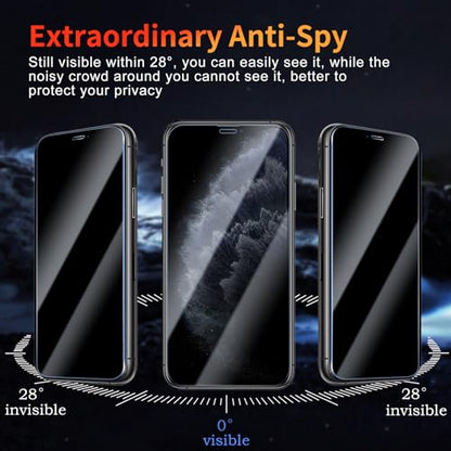 Privacy Screen Protector for iPhone 11 Pro/X/Xs 5.8 Inch 3 Pack, Tempered Glass Film Anti-spy Scratch Resistant 9H Hardness Case Friendly - size: iPhone 11 Pro/X/Xs
