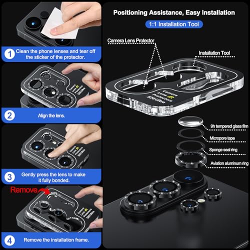 WSKEN for Samsung Galaxy S26 Ultra Camera Lens Protector - Ultra Thin - color: Glitter Black