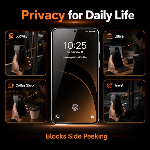 2 Pack Privacy Screen Protector for Samsung Galaxy A07 5G - Anti-Spy Tempered Glass with 9H Hardness, Anti-Scratch & Easy Installation