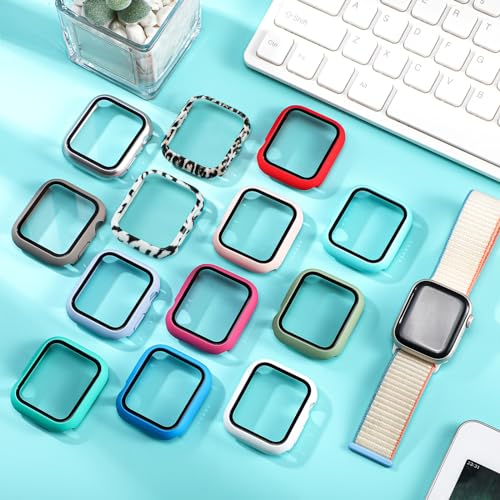 Sieral 24 Pack Watch Case with Tempered Glass Screen Protector Compatible with Iwatch 41mm Series 9/8/7, Hard PC Full Scratch Resistant Bumper Protective Face Cover Accessories - size: 41mm Compatible with Series 9/8/7
