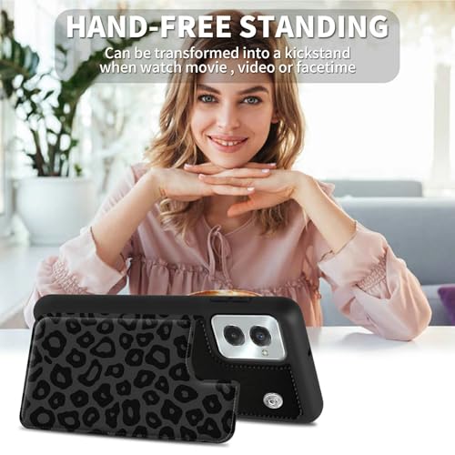 for Motorola Moto G Power 5G 2024 6.7" Wallet Case with Credit Card Holder, Shockproof Protective Kickstand Credit Card Slot Holder Flip Soft PU Leather Cover, Leopard Cow Print - color: Leopard Cow Print