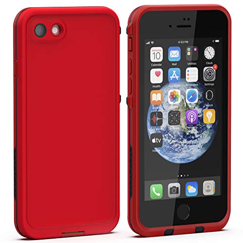 Diverbox for iPhone SE 2020/iPhone 8 Waterproof Case - Shockproof IP68 Full-Body with Screen Protector, Underwater 4.7" Cover (Bright red) - color: Bright red