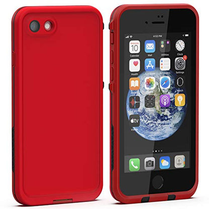 Diverbox for iPhone SE 2020/iPhone 8 Waterproof Case - Shockproof IP68 Full-Body with Screen Protector, Underwater 4.7" Cover (Bright red) - color: Bright red