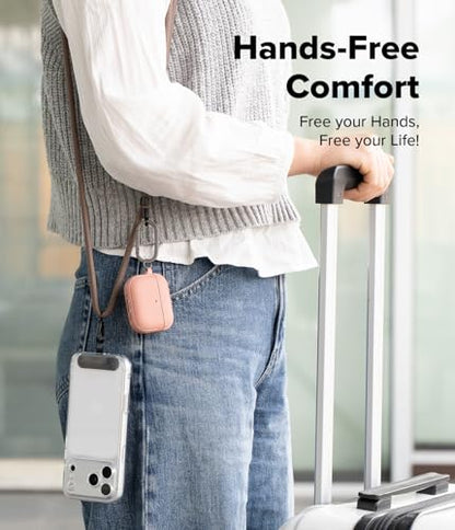 Ringke Holder Link Black, Adjustable Crossbody Strap with Cell Phone Tether Tab, Universal Multifunctional Lanyard Patch - color: Mocha Mousse
