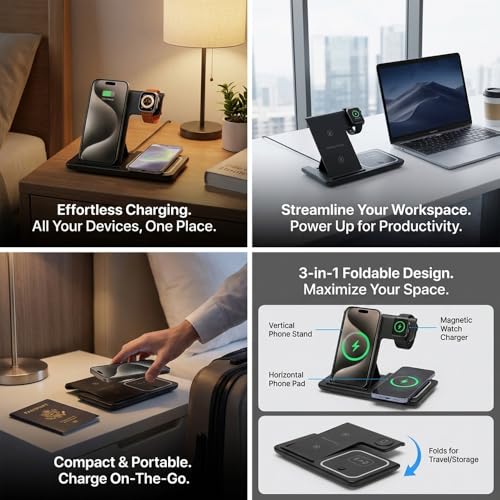 3-in-1 15W Magnetic Wireless Charger Stand for iPhone Watch AirPods