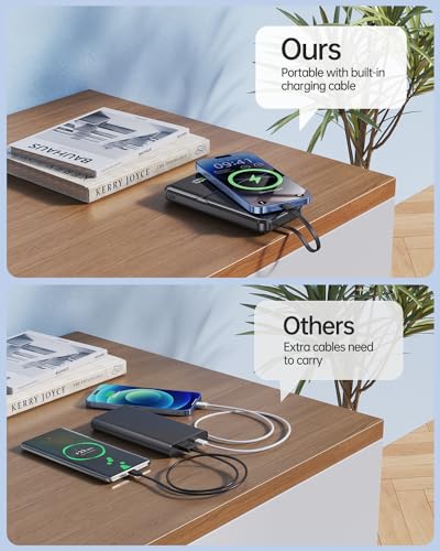 Portable Charger Power Bank with Built in Cable 20000mAh Fast Charging - color: Black