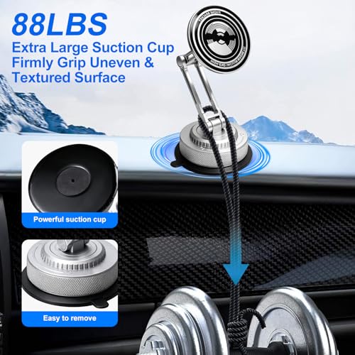 All-Metal Alloy Long Arm Magnetic Suction Cup Car Phone Mount(Silver) - color: Silver