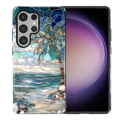 Case for Samsung Galaxy S26 Ultra, 2 in 1 PC Hard Shell & Silicone Inner Bumper, Anti-Scratch Full-Body Cover Shockproof Slim Design -Beach Palm Tree - color: Beach Palm Tree, size: Galaxy S26 Ultra