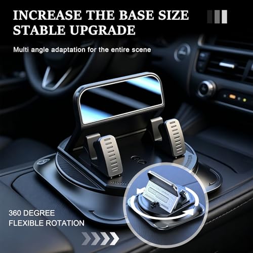 360 Degree Rotation Dashboard Phone Holder for Car, Car Phone Mount, Non-Slip Dashboard Navigation Bracket with One-Hand Operation, Automotive Dash Cell Phones Mount for Most Vehicles