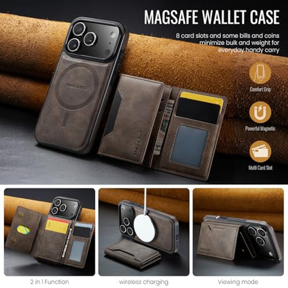 K2 2 in 1 Detachable Magnetic Phone Cases Compatible with iPhone 17 Pro Case with Card Holder RFID Blocking, Compatible with Magsafe Wallet, Leather 6.3'' (Coffee, iPhone 17 Pro) - color: Coffee, size: iPhone 17 Pro