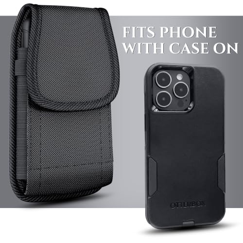 PiTau Holster for Samsung Galaxy S26 S25 S24 S23 S22 S21 S20 S10 S9 S8 A10e A01 Note 10 Cell Phone Belt Holder Case with Belt Clip Loop Nylon Carrying Pouch Cover (Fits Protective Case on) Black