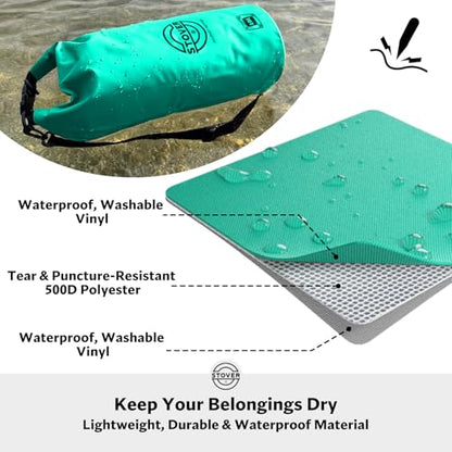 STOVER 5/10/25/30/40L Waterproof Dry Bag, Medium Lightweight Roll Top Dry Bag Backpack w/Waterproof Phone Case, Kayaking, Travel, Hiking, Fishing, Tubing, Camping, the Beach, Men/Women (Teal) - color: 5/10l Teal, size: 10L