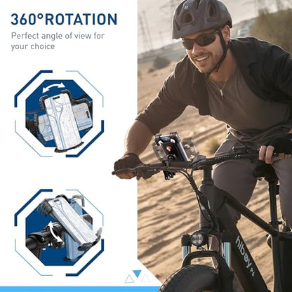 Hiboy Bike Phone Holder, 360° Rotatable Universal Motorcycle Phone Mount, Wrap Anti Shake Bicycle Scooter Handlebar Phone Clip for 5.1-6.8" Cellphone