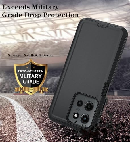 Qinmay Phone Case for Motorola Moto G 2025/Moto G Play 5G 2025 Case with HD Screen Protector, Heavy Duty Shockproof & Dropproof 3-Layer Cover Phone Case,Black - color: Black
