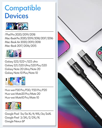 etguuds USB C to USB C Cable 4ft, 2-Pack 60W C to C Cable Fast Charging - color: Black, size: 4ft