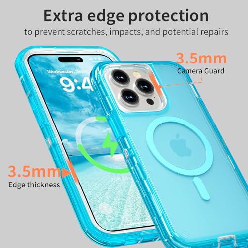 Follaroma Magnetic for iPhone 14 Pro Max Case, Heavy Duty Cases, Blue, 6.7" | Compatible with MagSafe, Heavy Duty Shock proof Protection, Military-Grade Anti-Drop, Dual Layer Transparent Protective Cover - color: Blue, size: iPhone 14 Pro Max 6.7''