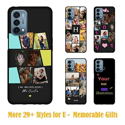 Personalize Photo Phone Case for OnePlus Nord N200 5G - Picture Image Text Name Collage Customization, Thin Soft TPU Silicone Black N 200 5 G Mobilephone Covers Memorial Gift Lovers - color: Black 11 - Stones, 6 Photos Name