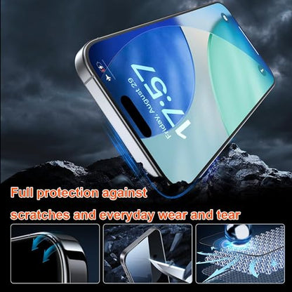 OneFish for iPhone 16 Pro Max Privacy Screen Protector - 4 Way 360 Anti Spy | Bubble Free , 9H Tempered Glass , Easy Installation with Auto Dust-Elimination , Scratch Resistant for 16 Pro Max , 2 Pack - size: iPhone 16 Pro Max