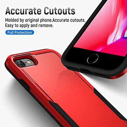 for iPhone SE Case 2022(3rd)/2020(2nd)/iPhone 7/8 Case, with Screen Protector,[Military Grade Drop Tested] Heavy-Duty Tough Rugged Shockproof Protective Phone Case, Red - color: Red