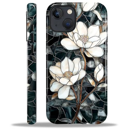 Magnetic Case for iPhone 13 iPhone 14,Compatible with Magsafe,PC Hard Shell & Silicone Inner Bumper,Shockproof Full-Body Cover Case - Stained Glass Unique Magnolia - color: Stained Glass Unique Magnolia, size: iPhone 14 iPhone 13