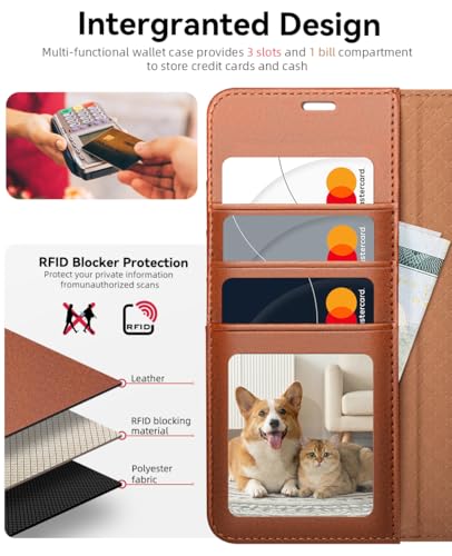 OCASE for Samsung Galaxy S26 Wallet Case, Card Holder, Brown | RFID Blocking, Kickstand, Magnetic Closure, PU Leather Flip Folio, Shockproof TPU Shell, Protective Phone Cover (6.3") 2026 - color: Brown, size: Samsung Galaxy S26