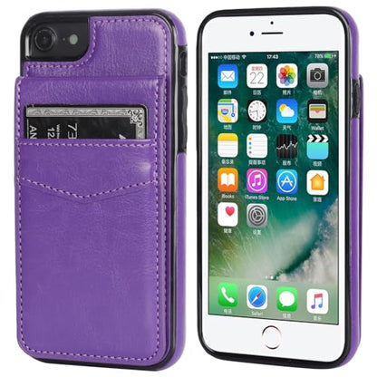 KIHUWEY for iPhone SE/8/7 Wallet Case Card Holder, Dark Purple - color: Dark Purple