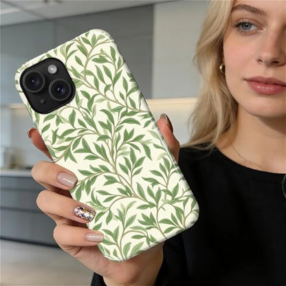 Case for iPhone 15, Shockproof Hybrid Protective Phone Case, Dual-Layer Drop Protection Anti-Scratch, Green Leaves - color: Green Leaves, size: iPhone 15