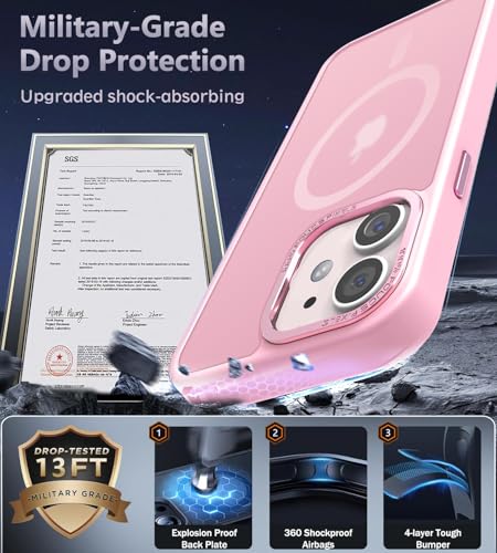 Newfuture Magnetic for iPhone 11 Case Matte Shockproof, Chalk Pink | Military Drop Protection, Slim Matte Anti-Fingerprint, Compatible with Magsafe, Camera Guard, Translucent Protective Cover - color: Chalk Pink, size: iPhone 11 6.1inch