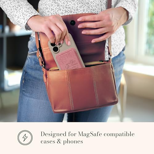 Christian Art Gifts Magnetic Faux Leather Phone Wallet for Women: Pink Debossed Florals & Gold, All Things are Possible Inspiring Scripture Design, Mag-Safe Compatible, Cash & Card Holder, 3.8" x 2.5" - color: All Things are Possible/Pink Floral